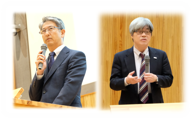 三菱電機 岡 本部長（左）、東京大学阪田先生（右）